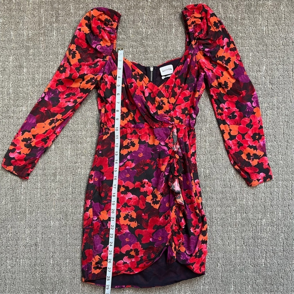 Saylor Alouette Painterly Poppy Dark Floral Mini Dress Size XS - Picture 9 of 11